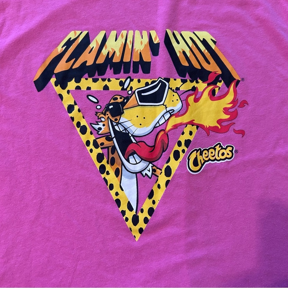 Flaming Cheetos Women’s Hot Pink Cropped Tee Size XS - Picture 3 of 4